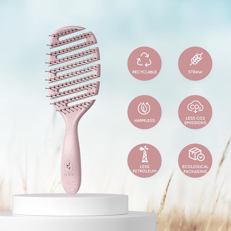 ecoed Detangler Hairbrush, Vented Detangling Brush for Straight, Wavy, Curly and Fine Hair, Quick Smoothing for Women and Men, Eco-Friendly & Sustainable Material (Pink) - Image 3